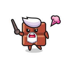 cute chocolate bar grandpa is getting angry