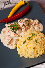 Homemade chicken with rice Thai style