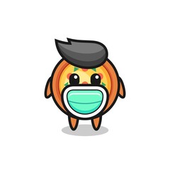 Obraz premium cute pizza cartoon wearing a mask