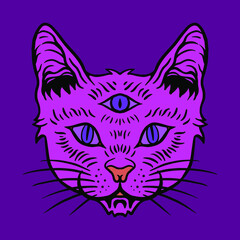illustration of a third eye cat