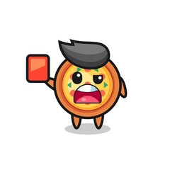 Fototapeta premium pizza cute mascot as referee giving a red card