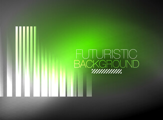 Bright neon color techno abstract background, shiny glowing neon lines in the dark background