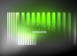 Bright neon color techno abstract background, shiny glowing neon lines in the dark background