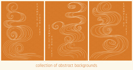 collection of bright yellow abstract japanese style lines wave