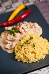Homemade chicken with rice Thai style
