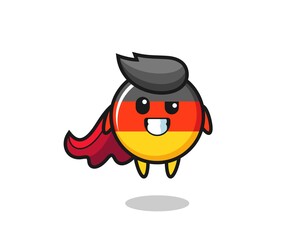 the cute germany flag badge character as a flying superhero