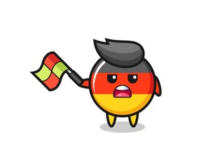 germany flag badge cartoon as the line judge hold the flag up at a 45 degree angle