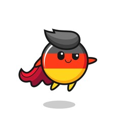 cute germany flag badge superhero character is flying