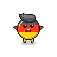 germany flag badge mascot character saying I do not know