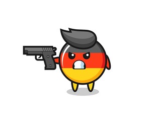 the cute germany flag badge character shoot with a gun