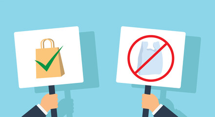 Cares about the environment is shown, holds tables against plastic, for processing analogs, no plastic 