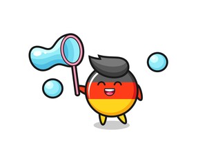 happy germany flag badge cartoon playing soap bubble