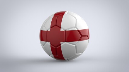 UEFA Euro championship 2020 football tournament realistic soccer game ball with national flag of England isolated on solid white background 3d rendering image