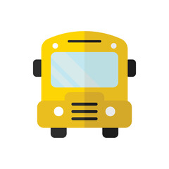 School bus front view flat illustration. Education icon isolated on white background