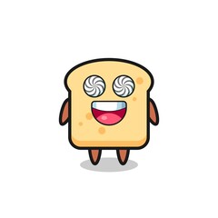 cute bread character with hypnotized eyes