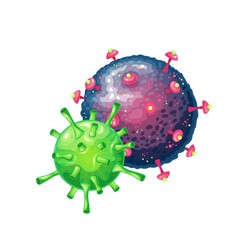 Human virus, bacteria germs microorganism virus cell, microbiology science icon. Coronavirus covid-19 vector illustration.