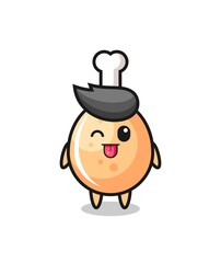cute fried chicken character in sweet expression while sticking out her tongue