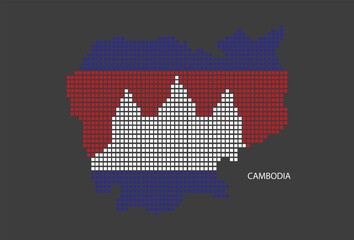 Cambodia map design flag Cambodia square, black background.