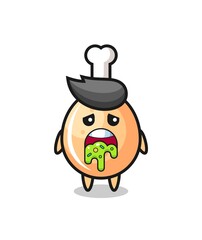 the cute fried chicken character with puke