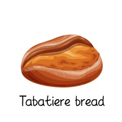 Tabatiere bread icon. French bakery product colored vector illustration.
