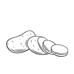 Vector potato. Farm vegetable outline icon, drawing monochrome illustration. Healthy nutrition, organic food, vegetarian product.