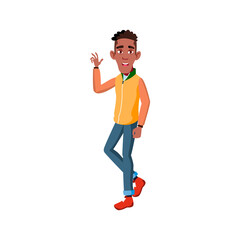 young man welcome friends on backyard cartoon vector. young man welcome friends on backyard character. isolated flat cartoon illustration