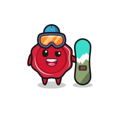 Illustration of sealing wax character with snowboarding style