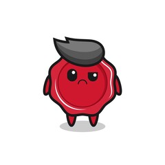 the mascot of the sealing wax with sceptical face