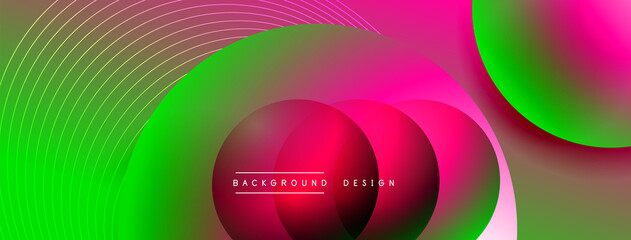 Gradient circles with shadows. Vector techno abstract background. Modern overlapping forms wallpaper background, design template