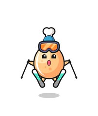 fried chicken mascot character as a ski player