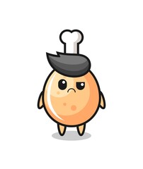 the mascot of the fried chicken with sceptical face