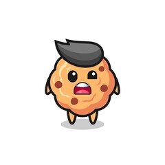 Fototapeta premium the shocked face of the cute chocolate chip cookie mascot