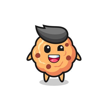 illustration of an chocolate chip cookie character with awkward poses