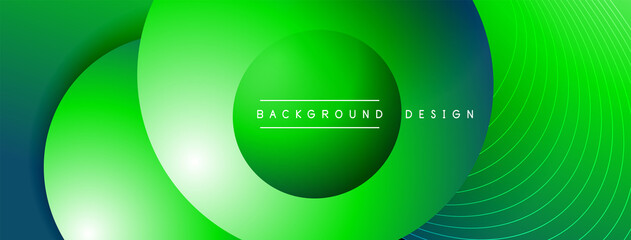 Gradient circles with shadows. Vector techno abstract background. Modern overlapping forms wallpaper background, design template