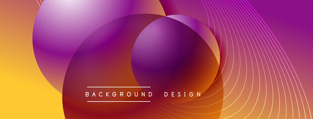 Gradient circles with shadows. Vector techno abstract background. Modern overlapping forms wallpaper background, design template