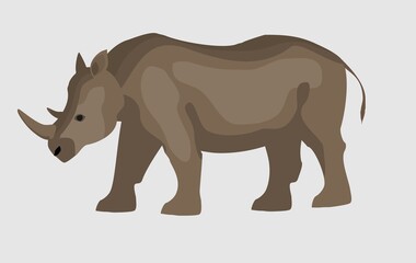 Fototapeta premium Rhinoceros cartoon flat vector illustration