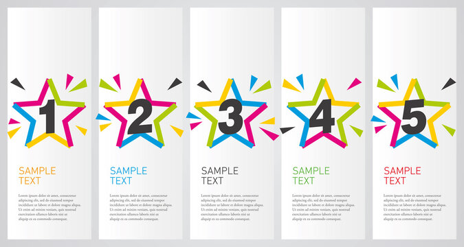 Colorful infographics design vector layout business success concept 1 2 3 4 5 star shapes option step