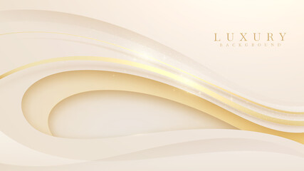 Luxury background along with golden curve, Yellow abstract pastel scene about sweet and smooth feeling, Vector illustration for design.
