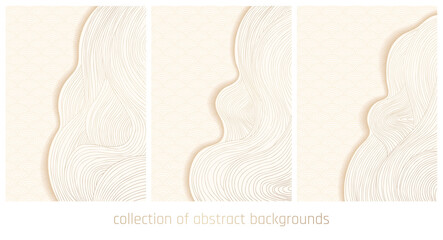 collection of white and silver vector japanese abstract waves