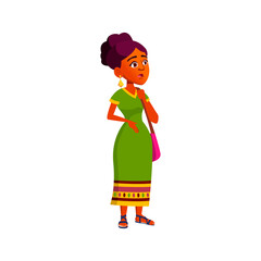 astonished indian girl looking at concert banner cartoon vector. astonished indian girl looking at concert banner character. isolated flat cartoon illustration