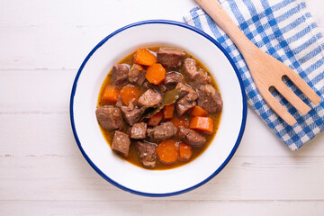 Beef stew with carrots. Traditional tapa from the central area of Spain.