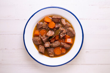 Beef stew with carrots. Traditional tapa from the central area of Spain.