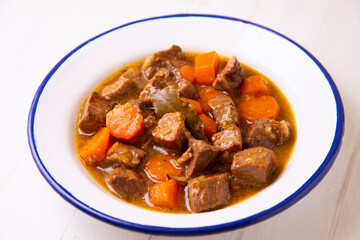 Beef stew with carrots. Traditional tapa from the central area of Spain.