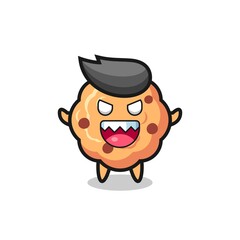 illustration of evil chocolate chip cookie mascot character