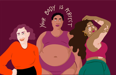 Your body is perfect. Showing three women with different body types. 
