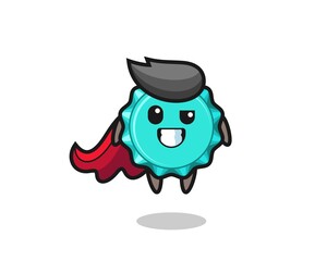 the cute bottle cap character as a flying superhero