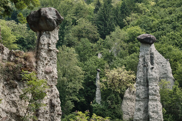 Pyramids of Zone Rock formations, also known as fairy chimneys, earth pyramids, hoodoos Monument...