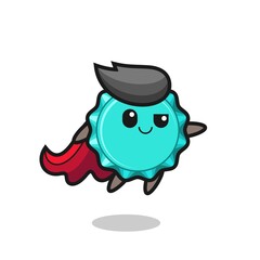 cute bottle cap superhero character is flying