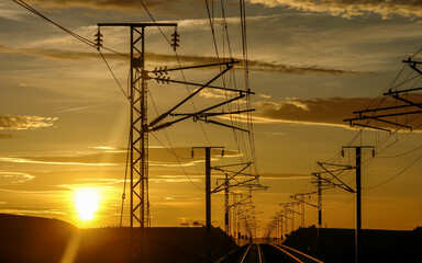 power lines at sunset