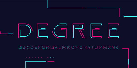 Vector linear uppercase letter set, alphabet, font, typography